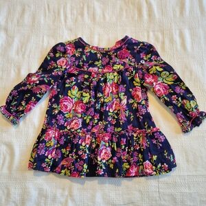 Monsoon girls size 12-18 months floral lined long sleeve tunic EUC